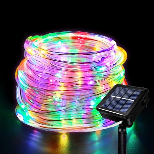 Hulaiyaa Outdoor Solar LED Lichtschlauch, Wasserdichte Solar Lichterschlauch 12M Solar Lichterschlauch Aussen 8 Modi 100 LED Lichtschlauch Außen für Hochzeit Weihnachten Party Dekorationen von Hulaiyaa