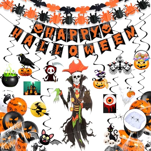 Humairc Halloween Deko Halloween Spinnen Fledermaus Girlande Halloween Banner Halloween Luftballoon Halloween Kinder Spiral Deko Halloween Kinder Party Dekoration von Humairc