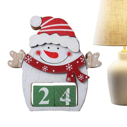 Holz Schneemann Schild,Adventskalender, Weihnachtlicher 3D Schneemann Und Elch Countdown Kalender Ornamente Weihnachtsdekoration Für Urlaub Bauernhaus, Küche, Tischzimmer von Humdcdy