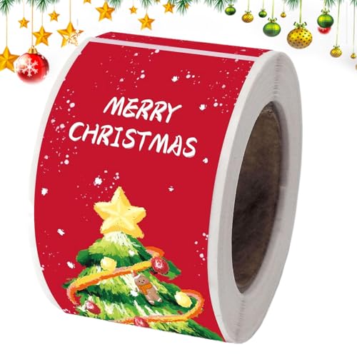 Weihnachtsetiketten Aufkleber, 150 Stück Frohe Weihnachten Papieraufkleber, Selbstklebende Rollenaufkleber Mit Weihnachtsbaum Design Weihnachts Papier Bastelaufkleber Für Weihnachts DIYGeschenkpakete von Humdcdy