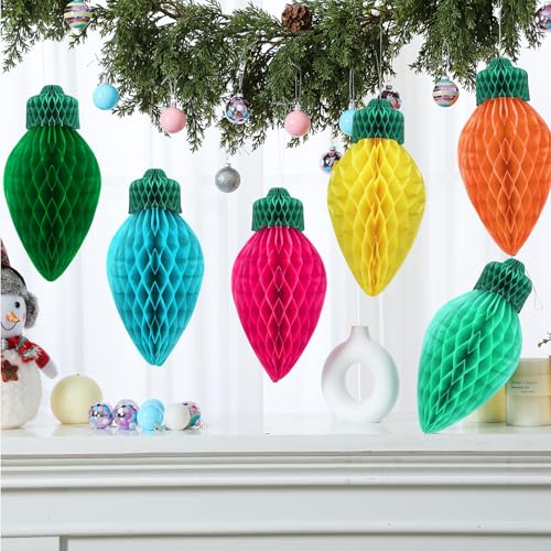 Humyoun Jumbo-Weihnachtslichter, Wabendekoration, große 3D-Glühbirne, verschiedene Farben, 30,5 cm, klassisch, 12 Stück Humyoun Jumbo-Weihnachtslichter, Wabendekoration, große 3D-Glühbirne, verschiedene Farben, 30,5 cm, klassisch, 12 Stück von Humyoun