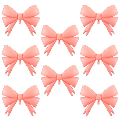 Hungdao 8 Stück rosa Schleifenballons Macaron Latex Bogen Ballon, Babyparty-Dekorationen für Geschlechtsoffenbarung, Hochzeit, Brautparty, Mottoparty-Dekoration von Hungdao