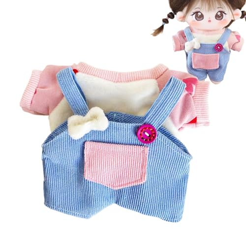 HunicandIU Niedliche Kleidung für Plüschpuppen, Puppenkleidungs-Overalls, Cartoon 20cm Puppe Tops Overalls Kleidung, Entzückende Rollenspiel-Outfits, Plüschpuppen, verkleiden sich für Schlafzimmer und von HunicandIU