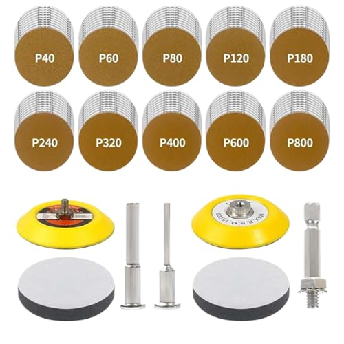HunicandIU Schleifaufsatz für Bohrmaschine,Bohrschleiferaufsatz,3 Zoll Schleifscheiben 107 Stück Schleifbohraufsatz | Schleifer-Bohraufsatz, Schleifblock, Bohrer-Schleifpads für elektrische von HunicandIU