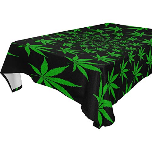 Hunihuni Quadratische Tischdecke, Marihuana-Cannabis-Blätter-Muster, Polyester, Tischdecke für Küche, Esszimmer, Party, Dekoration, Picknick, 137,2 x 137,2 cm von Hunihuni