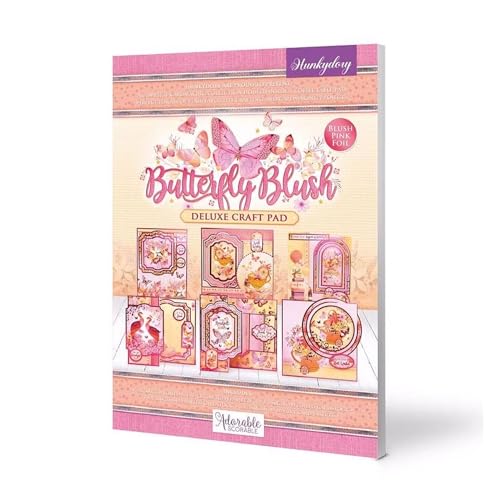 Hunkydory Crafts Deluxe Bastelblock, Schmetterlings-Blush: 20 Blatt, A4-Bastelset, 4 Topper-Sets, folierte und gestanzte Aufsätze, Karton und Einsätze von Hunkydory