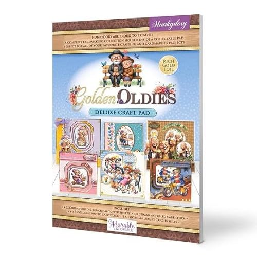 Hunkydory - Deluxe Bastelblock Golden Oldies - 20 A4 Blätter - Bastelblock für Kartengestaltung von Hunkydory