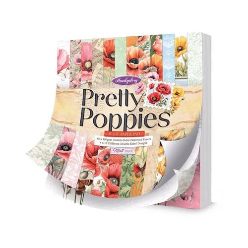 Hunkydory - Pretty Poppies Papierblock, 20,3 x 20,3 cm von Hunkydory