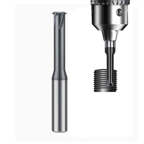 TPI Single Pitch Solid Carbide Thread end Mill AlCrN Coated, 0.55in Cutting Diameter, Necked to Thread 1.89in Deep, 0.55in Shank Diameter, 1.97in Overall Length (M24x3) von Hunricho