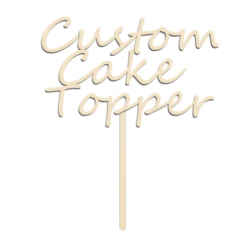 Personalisierter Cake Topper Holz mit jedem Design, Namen oder Nummer, Individuelles Tortenstecker Tortenaufleger Kuchendekorationswerkzeug für Hochzeit, Geburtstag, Jahrestag, Babyparty (Wörter) von Hunzimoyi