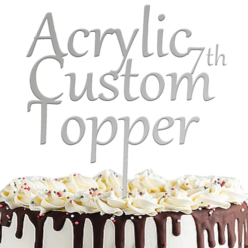Personalisierter Cake Topper Acryl mit jedem Design, Namen oder Nummer, Individuelles Tortenaufleger Kuchendekorationswerkzeug für Hochzeit, Geburtstag, Jahrestag, Babyparty (Spiegel, Silber) von Hunzimoyi