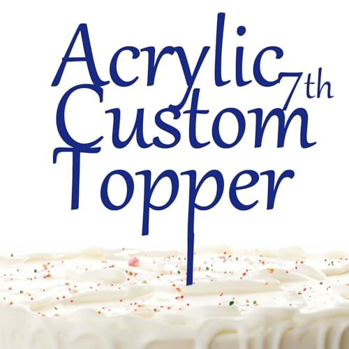 Personalisierter Cake Topper Acryl mit jedem Design, Namen oder Nummer, Individuelles Tortenaufleger Kuchendekorationswerkzeug für Hochzeit, Geburtstag, Jahrestag, Babyparty (Rein, Marine) von Hunzimoyi