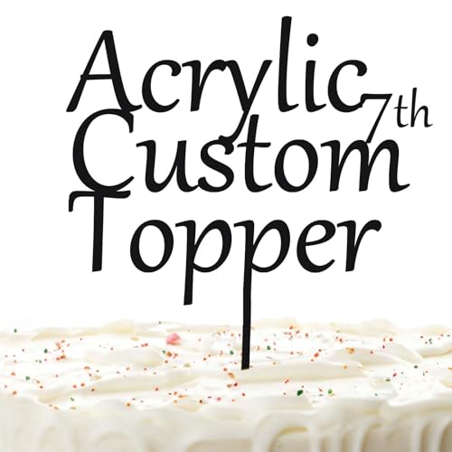 Personalisierter Cake Topper Acryl mit jedem Design, Namen oder Nummer, Individuelles Tortenaufleger Kuchendekorationswerkzeug für Hochzeit, Geburtstag, Jahrestag, Babyparty (Rein, Schwarz) von Hunzimoyi