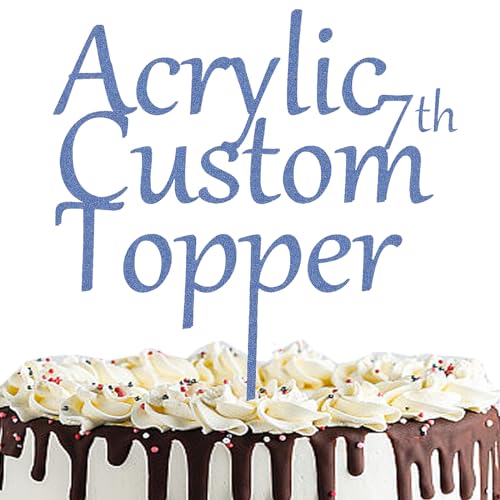Personalisierter Cake Topper Acryl mit jedem Design, Namen oder Nummer, Individuelles Tortenaufleger Kuchendekorationswerkzeug für Hochzeit, Geburtstag, Jahrestag, Babyparty (Glitzer, Marine) von Hunzimoyi