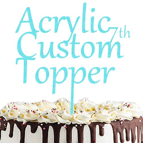 Personalisierter Cake Topper Acryl mit jedem Design, Namen oder Nummer, Individuelles Tortenaufleger Kuchendekorationswerkzeug für Hochzeit, Geburtstag, Jahrestag, Babyparty (Glitzer, Himmelblau) von Hunzimoyi