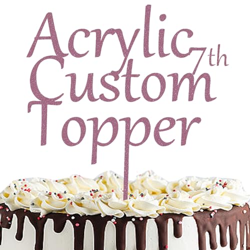 Personalisierter Cake Topper Acryl mit jedem Design, Namen oder Nummer, Individuelles Tortenaufleger Kuchendekorationswerkzeug für Hochzeit, Geburtstag, Jahrestag, Babyparty (Glitzer, Rosa) von Hunzimoyi