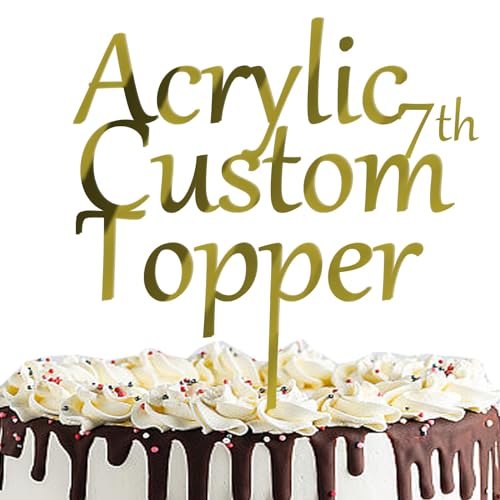 Personalisierter Cake Topper Acryl mit jedem Design, Namen oder Nummer, Individuelles Tortenaufleger Kuchendekorationswerkzeug für Hochzeit, Geburtstag, Jahrestag, Babyparty (Spiegel, Gold) von Hunzimoyi