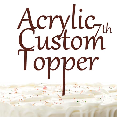 Personalisierter Cake Topper Acryl mit jedem Design, Namen oder Nummer, Individuelles Tortenaufleger Kuchendekorationswerkzeug für Hochzeit, Geburtstag, Jahrestag, Babyparty (Rein, Kaffee) von Hunzimoyi