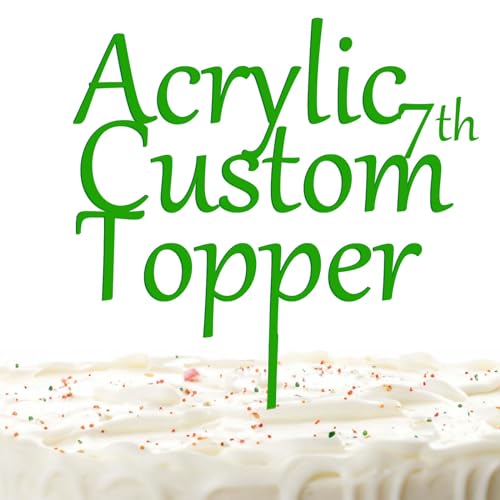 Personalisierter Cake Topper Acryl mit jedem Design, Namen oder Nummer, Individuelles Tortenaufleger Kuchendekorationswerkzeug für Hochzeit, Geburtstag, Jahrestag, Babyparty (Rein, Smaragd) von Hunzimoyi