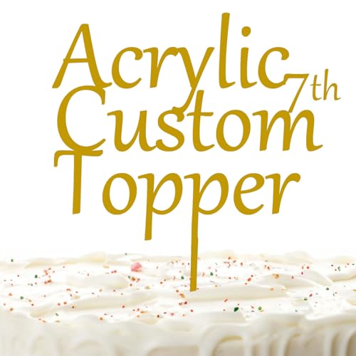 Personalisierter Cake Topper Acryl mit jedem Design, Namen oder Nummer, Individuelles Tortenaufleger Kuchendekorationswerkzeug für Hochzeit, Geburtstag, Jahrestag, Babyparty (Rein, Gelb) von Hunzimoyi