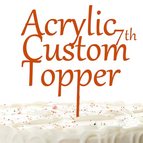 Personalisierter Cake Topper Acryl mit jedem Design, Namen oder Nummer, Individuelles Tortenaufleger Kuchendekorationswerkzeug für Hochzeit, Geburtstag, Jahrestag, Babyparty (Rein, Orange) von Hunzimoyi