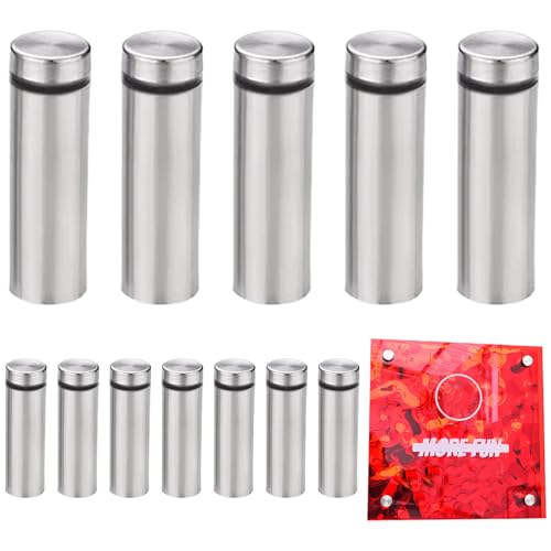 12 -pcs -Standoffs für Glas/Acryl, 12 x 40 mm Edelstahl -Abstandsschrauben, gebürstete silberne Abstand mit einstellbarer Kappe, Stand vor Wandmontage für Werbung von Huraoerrrr