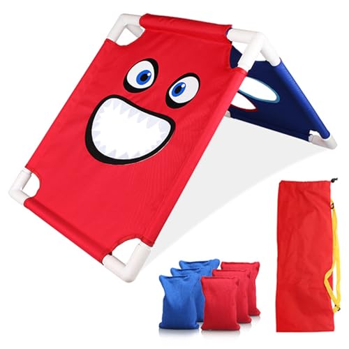 Cornhole Board Set Big Mund Monster Corn Hole Games für Erwachsene Kinder doppelseitige interaktive Eltern-Kind-Garten-Spiele Familien Spiele Outdoor-Spiele von Huraoerrrr