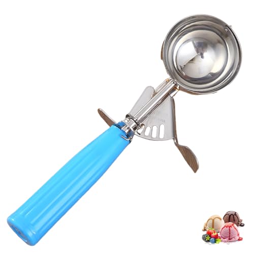 Huraoerrrr Eiscremeschaufel mit blauem Griff 8,6 Zoll Länge 1,9oz Portion Scoop, Edelstahl einfach zu verwendendem Keksschaufel zum Backen von Nahrungsmitteln Cupcake -Teig oder Eiscreme von Huraoerrrr