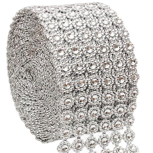 Strassbänder, 4 x10 Yard Blumenform Bling -Strassstreifen, Plastik -Strass -Trimm, Schnittstrsestone -Band für Hochzeit, Kuchen, Vase -Dekorationen, Partyzubehör von Huraoerrrr