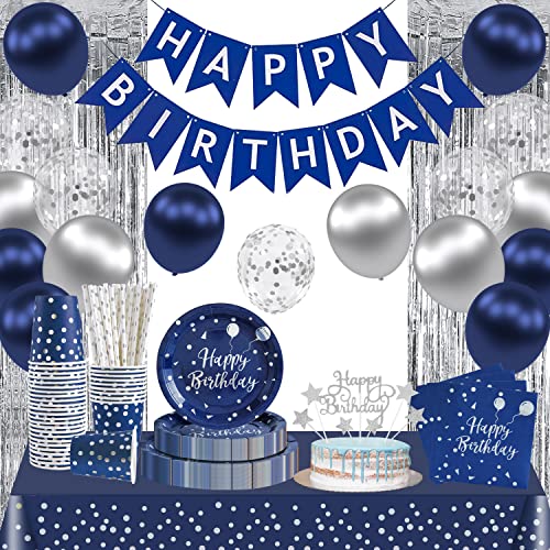 HusDow Geburtstagsdeko Mann, Happy Birthday deko Blau Pappteller Geburtstag von HusDow