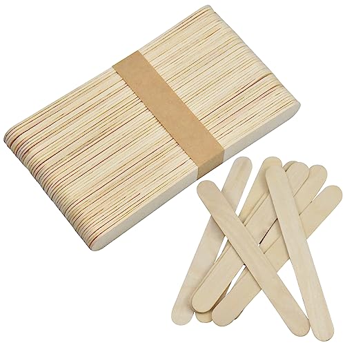 100 Eisstiele Holz – Premium Holzstäbchen für Eis, Basteln und Rühren, Große Holzstäbchen zum Basteln, Holzspatel für DIY, Eiscreme-Herstellung und Kinderhandwerk, Holzleisten von Husalsea