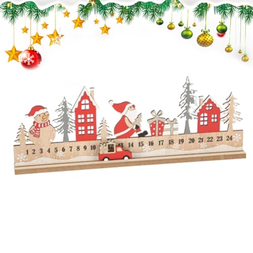 Husoiuy Weihnachten Advent Countdown Kalender | Doppelseitig Holz Zahlen Datum - Tischplatte Holz Weihnachten Countdown Kalender Raumdekoration Kalender Festliche Tischdekoration Für Schlafzimmer von Husoiuy