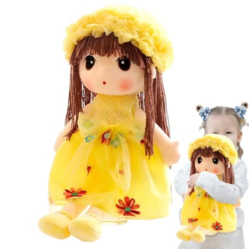 Hutnncg Plüschpuppenmädchen für Babys,Plüschpuppe | Sweetheart Rag Doll Cozy Cuddle - Puppe mit Hutrock, kuschelweicher, handgefertigter multikultureller Schlafpartner für Kinder, Babys von Hutnncg