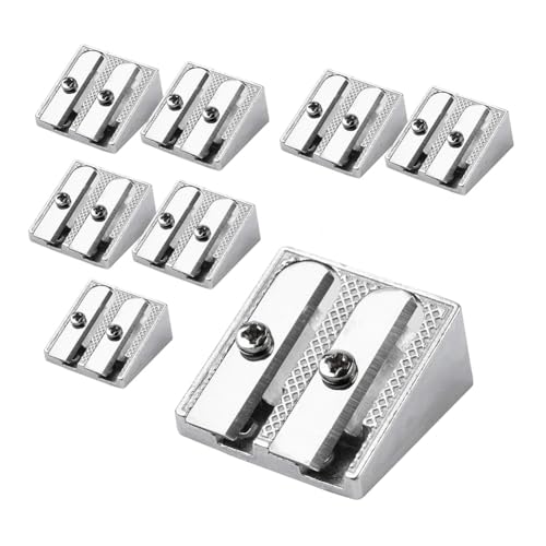 Huudngeje Hand-Bleistiftspitzer, Metall-Bleistiftspitzer, Buntstiftspitzer mit 2 Löchern, 8er-Pack von Huudngeje