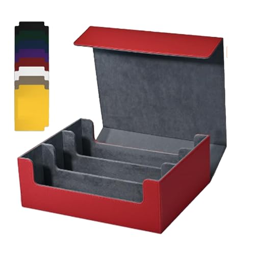 Huudngeje Kartenaufbewahrungsbox für Sammelkarten 1800+ PU-Kartendeck-Hülle Magnetverschluss Kartenbox Kartendeck-Hülle für Magnetische Spielkarten Rot von Huudngeje