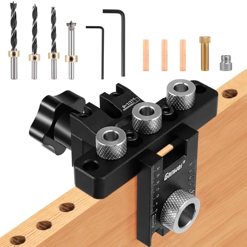 3-in-1 Pocket Hole Jig Kit, 8/10/15mm Holzbearbeitung Bohrschablone Set, mit Positionierung Clip Einstellbare Bohrer Guide Punch Locator Carpentry Tools, Für Türschränke DIY Zimmerei von HuuppHip