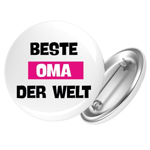 Huuraa Ansteckbutton Beste Oma der Welt Geschenk Größe 59mm Beste Oma Accessoire von Huuraa