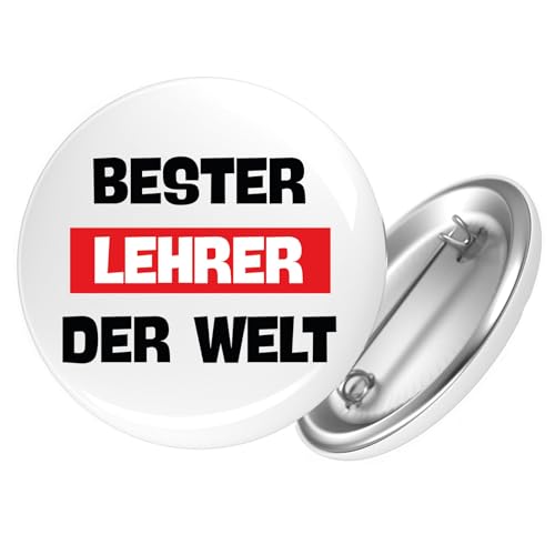 Huuraa Ansteckbutton Bester Lehrer der Welt Geschenk Größe 59mm Bester Lehrer Accessoire von Huuraa