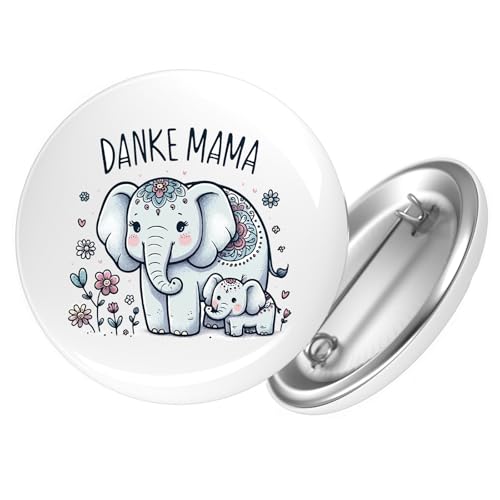 Huuraa Ansteckbutton Danke Mama Elefanten Geschenk Größe 59mm Danke Mama Accessoire von Huuraa