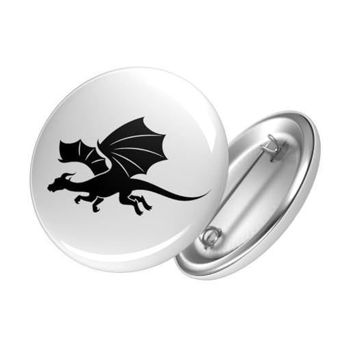 Huuraa Button Drache Silhouette Ansteckbutton Größe 25mm mit Motiv für Dragon Fans Geschenk Idee für Freunde und Familie von Huuraa