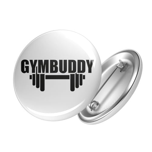 Huuraa Button Gymbuddy Hantel Ansteckbutton Größe 25mm mit Motiv für alle Sport und Fitness Fans Geschenk Idee für Freunde und Familie von Huuraa