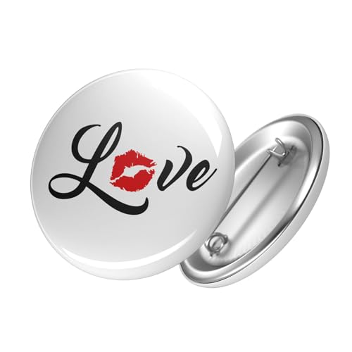 Huuraa Button Love Kuss Ansteckbutton Größe 25mm mit Motiv für Deine Liebsten Geschenk Idee für Freunde und Familie von Huuraa