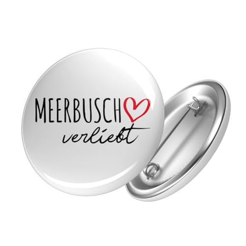 Huuraa Button Meerbusch verliebt Ansteckbutton Größe 25mm mit Namen deiner Lieblingsstadt in Nordrhein-Westfalen Geschenk Idee für Freunde und Familie von Huuraa