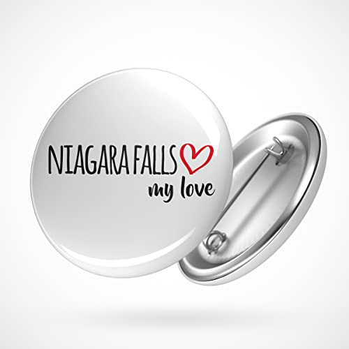 Huuraa Button Niagara Falls my love Ansteckbutton 59mm für alle Fans von Niagarafälle USA von Huuraa