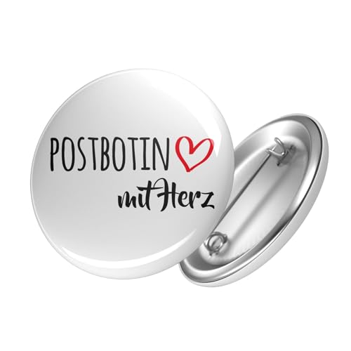 Huuraa Button Postbotin mit Herz Ansteckbutton 25mm mit Motiv für die tollsten Menschen Geschenk Idee für Freunde und Familie von Huuraa