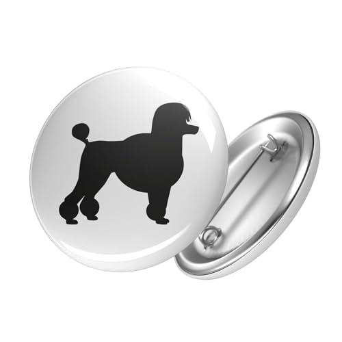 Huuraa Button Pudel Silhouette Ansteckbutton Größe 25mm mit Motiv für Hundefreunde Geschenk Idee für Freunde und Familie von Huuraa