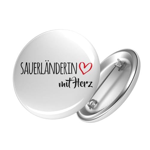 Huuraa Button Sauerländerin mit Herz Ansteckbutton Größe 25mm mit Motiv für die tollsten Menschen Geschenk Idee für Freunde und Familie von Huuraa