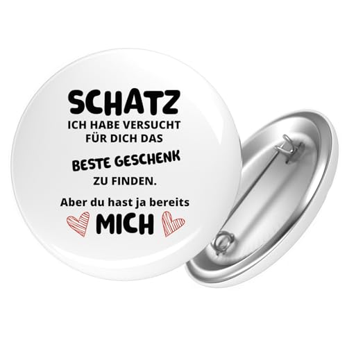 Huuraa Button Schatz versucht das beste Geschenk zu finden. Aber du hast mich. Geschenk Größe 25mm Schatz versucht das beste Geschenk zu finden. Geschenkidee von Huuraa