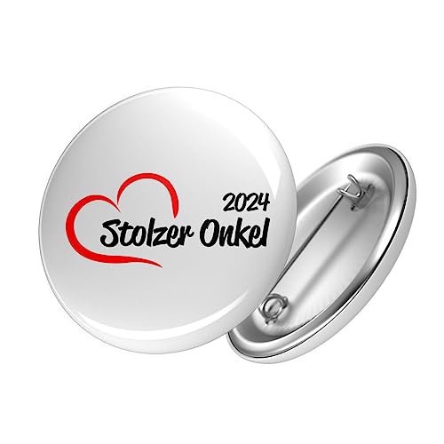 Huuraa Button Stolzer Onkel 2024 Herz Ansteckbutton 25mm mit Motiv für Deine lieblings Menschen von Huuraa