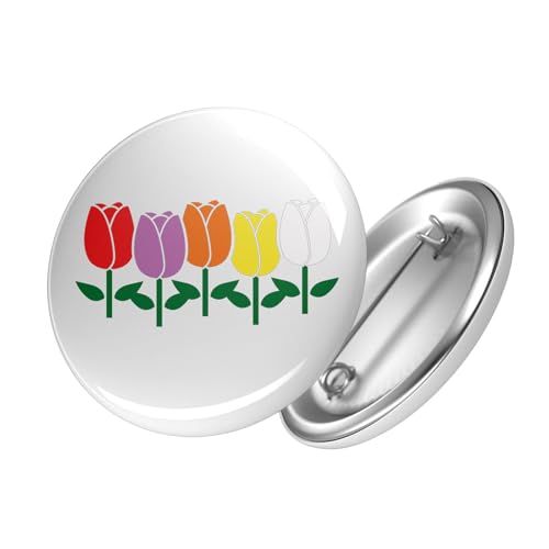 Huuraa Button Tulpen Blüte Ansteckbutton Größe 25mm mit Motiv für alle die den Frühling lieben Geschenk Idee für Freunde und Familie von Huuraa